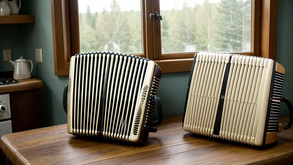Eine Hand am Bassriemen einer Ziehharmonika, die die Balgführung kontrolliert.