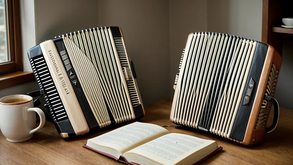 Handgeschriebenes Tagebuch über das Lernen der Ziehharmonika mit Skizzen