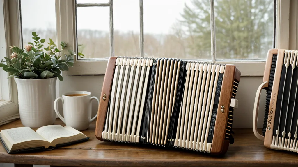 Nahaufnahme von Händen auf den Knöpfen einer Ziehharmonika